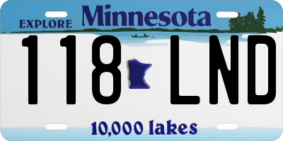 MN license plate 118LND