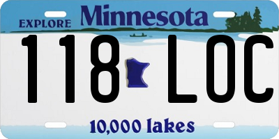 MN license plate 118LOC