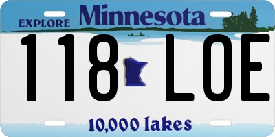 MN license plate 118LOE