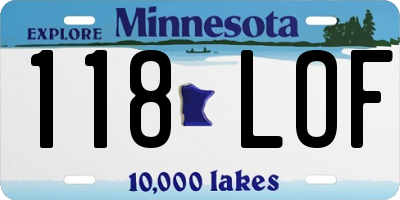 MN license plate 118LOF