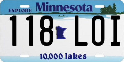 MN license plate 118LOI