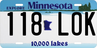 MN license plate 118LOK