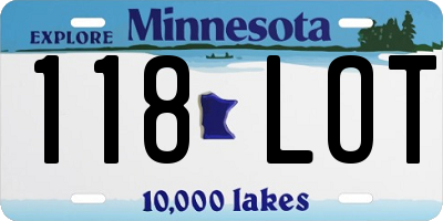 MN license plate 118LOT