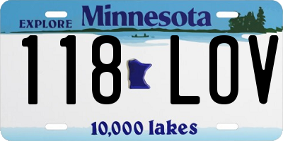 MN license plate 118LOV