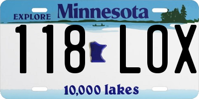 MN license plate 118LOX