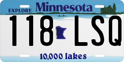 MN license plate 118LSQ