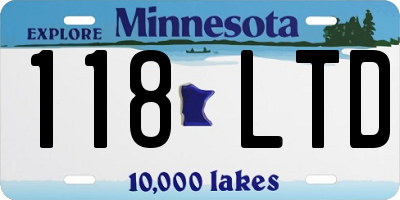 MN license plate 118LTD