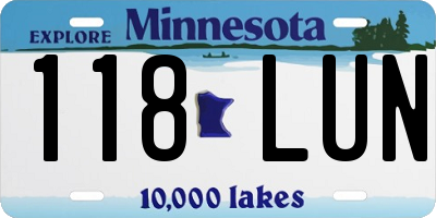 MN license plate 118LUN