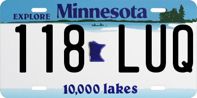 MN license plate 118LUQ