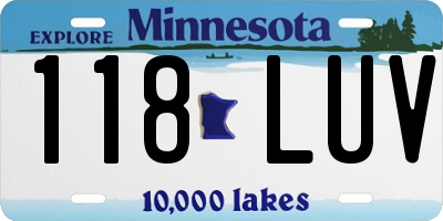 MN license plate 118LUV