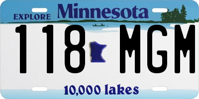 MN license plate 118MGM
