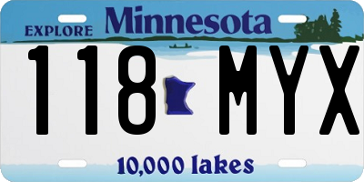 MN license plate 118MYX