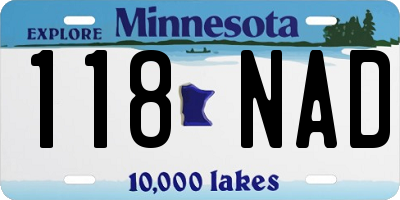 MN license plate 118NAD