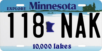 MN license plate 118NAK