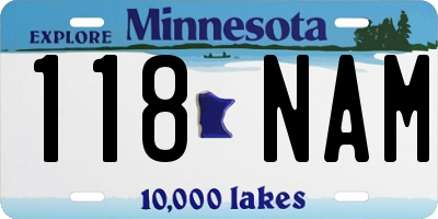 MN license plate 118NAM