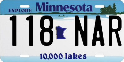 MN license plate 118NAR