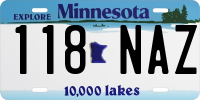 MN license plate 118NAZ