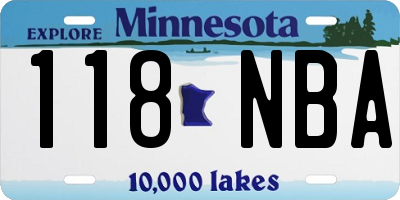 MN license plate 118NBA