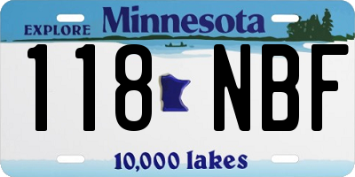 MN license plate 118NBF