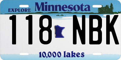 MN license plate 118NBK