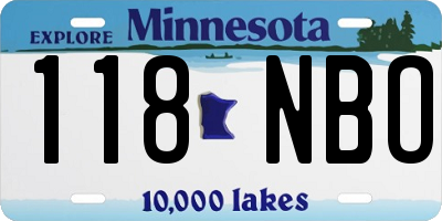 MN license plate 118NBO