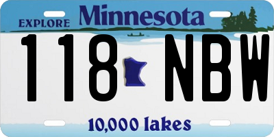 MN license plate 118NBW