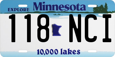 MN license plate 118NCI