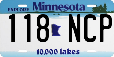 MN license plate 118NCP