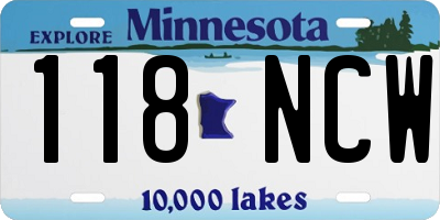 MN license plate 118NCW