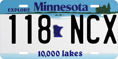 MN license plate 118NCX