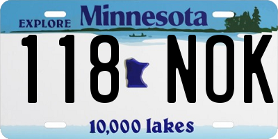 MN license plate 118NOK