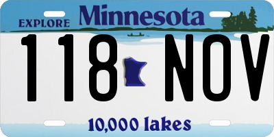 MN license plate 118NOV