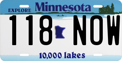 MN license plate 118NOW