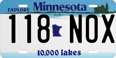MN license plate 118NOX