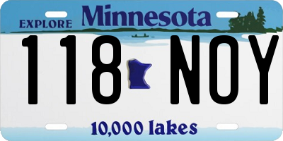 MN license plate 118NOY
