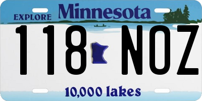 MN license plate 118NOZ