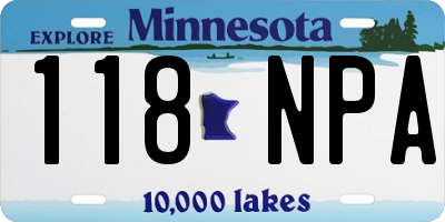 MN license plate 118NPA