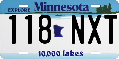 MN license plate 118NXT