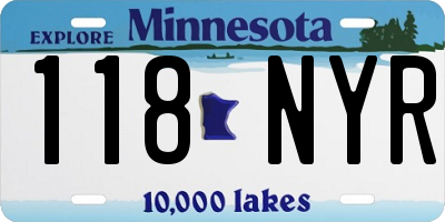 MN license plate 118NYR