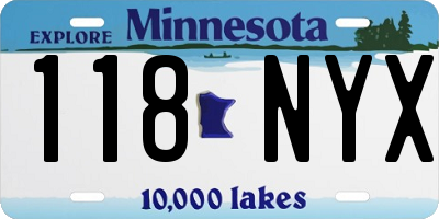 MN license plate 118NYX