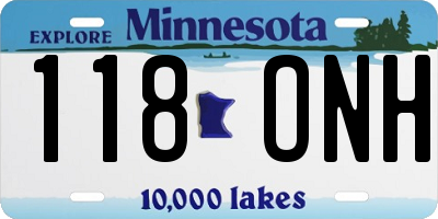 MN license plate 118ONH