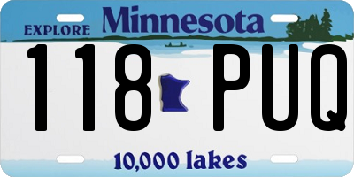 MN license plate 118PUQ