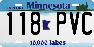 MN license plate 118PVC