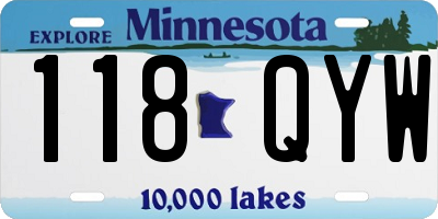 MN license plate 118QYW
