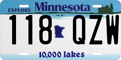 MN license plate 118QZW