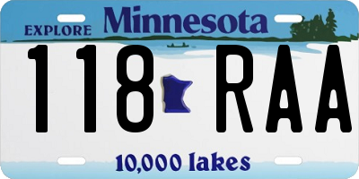 MN license plate 118RAA