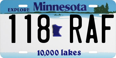 MN license plate 118RAF