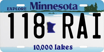MN license plate 118RAI