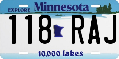 MN license plate 118RAJ