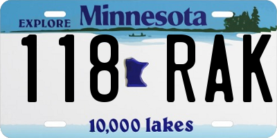 MN license plate 118RAK